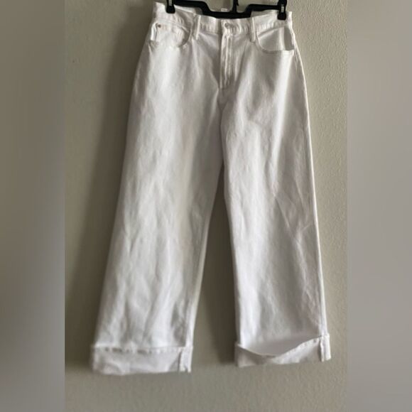 Hudson Jeans NEW Women's White Jolene High-rise Wide-leg Cuffed Jeans Size 29 - Picture 5 of 12